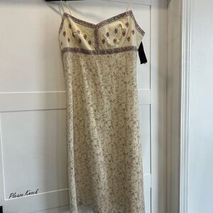 Sisley Cream and Pink Floral Dress NWT